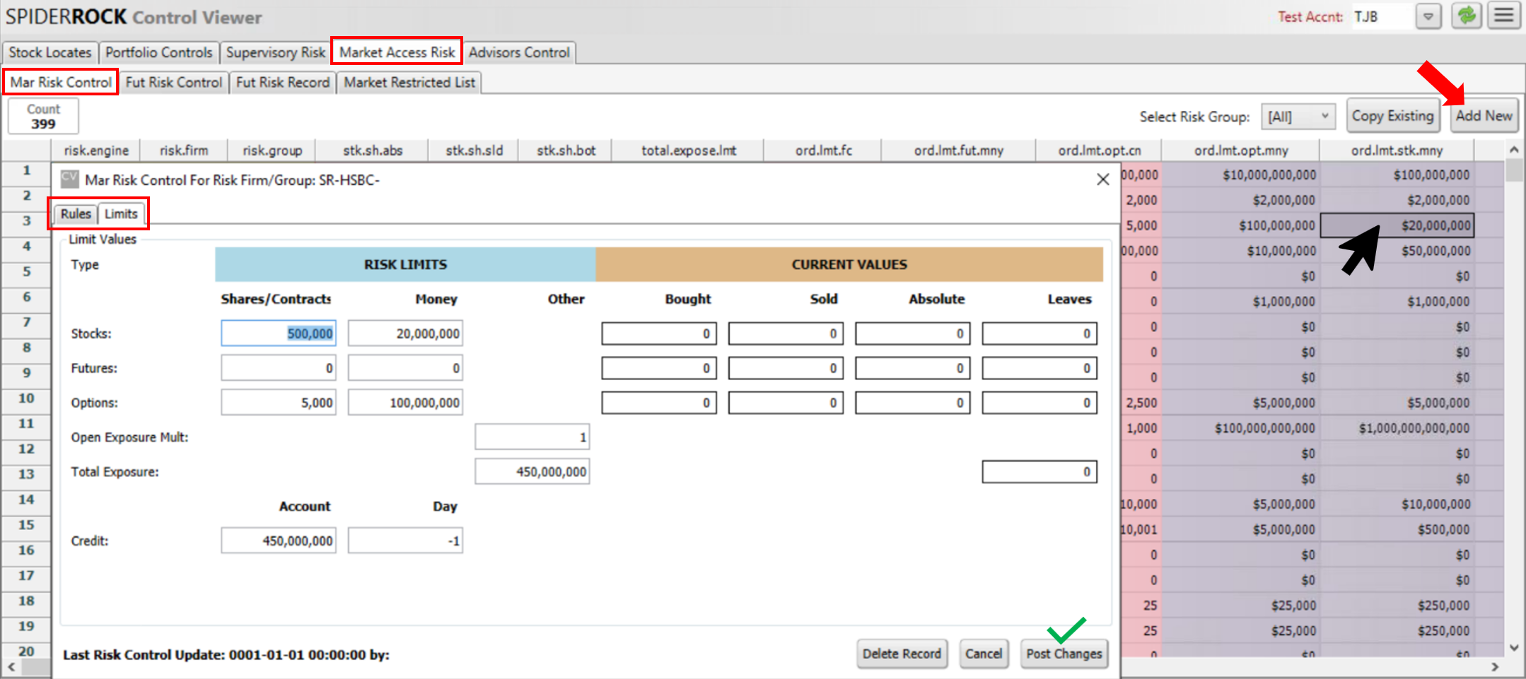 MarRiskControl rules and limits