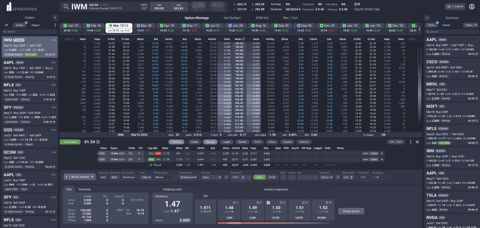 Full view of the SpiderRock Connect application