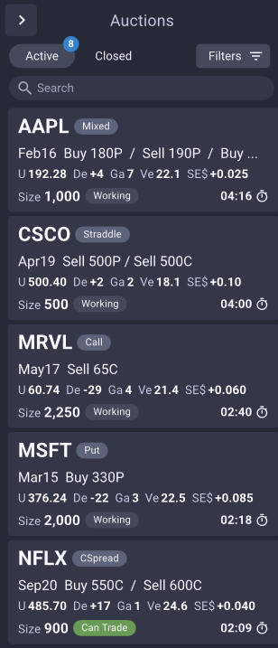 Auction Queue panel