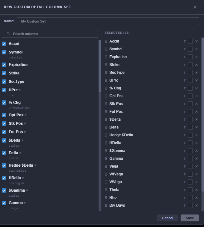 Column Set Customizer