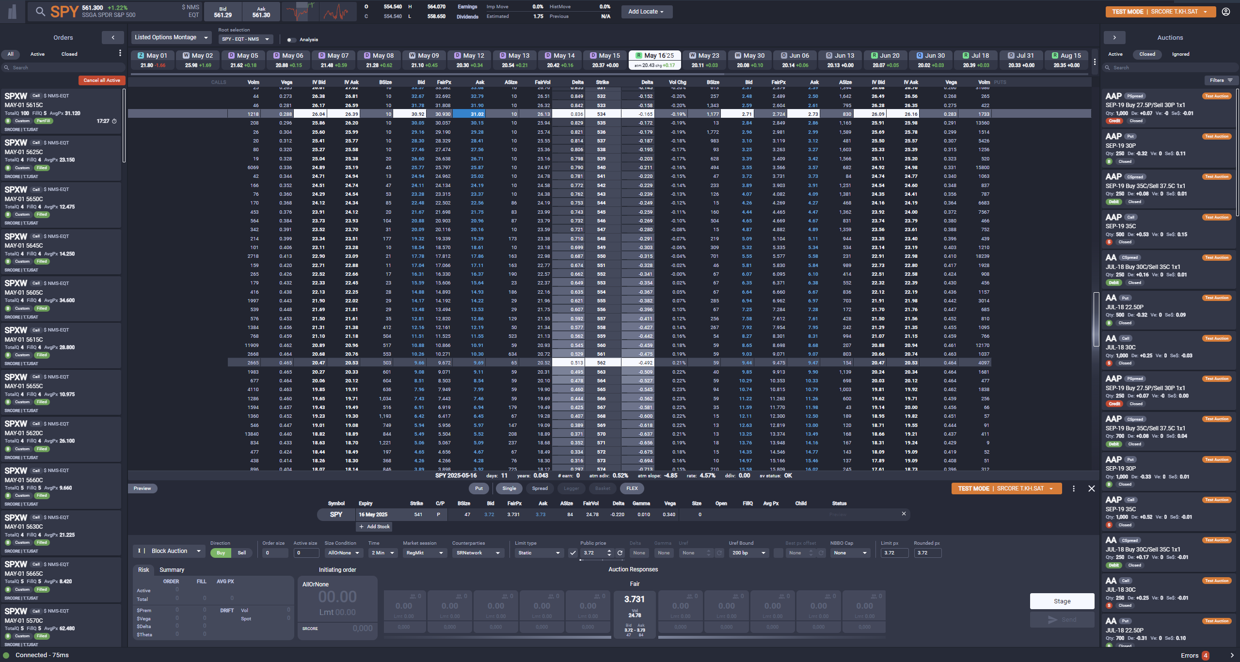 Full view of the SpiderRock Connect application